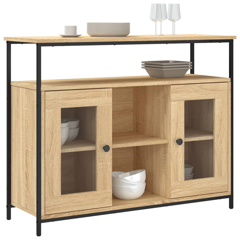 HKH Aparador Clásico en derivados de Madera, Acero, Vidrio 100 X 35 X 80 Cm - Roble Sonoma