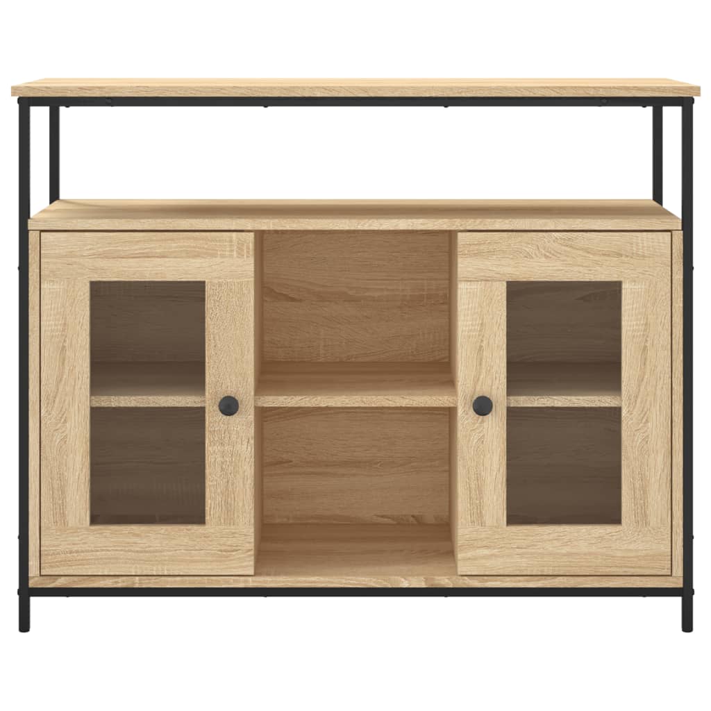 HKH Aparador Clássico em derivados de Madeira, Aço, Vidro 100 X 35 X 80 Cm - Carvalho Sonoma