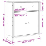 Aparador Clásico HKH en derivados de Madera, Acero 70 X 30 X 80 Cm - Roble Ahumado