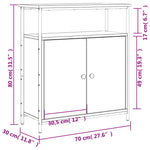 HKH Aparador Clásico en Madera de Ingeniería, Acero 70 X 30 X 80 Cm - Roble Sonoma