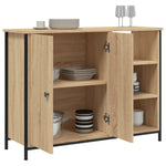 Aparador Clásico HKH en derivados de Madera, Acero 100 X 33 X 75 Cm - Roble Sonoma