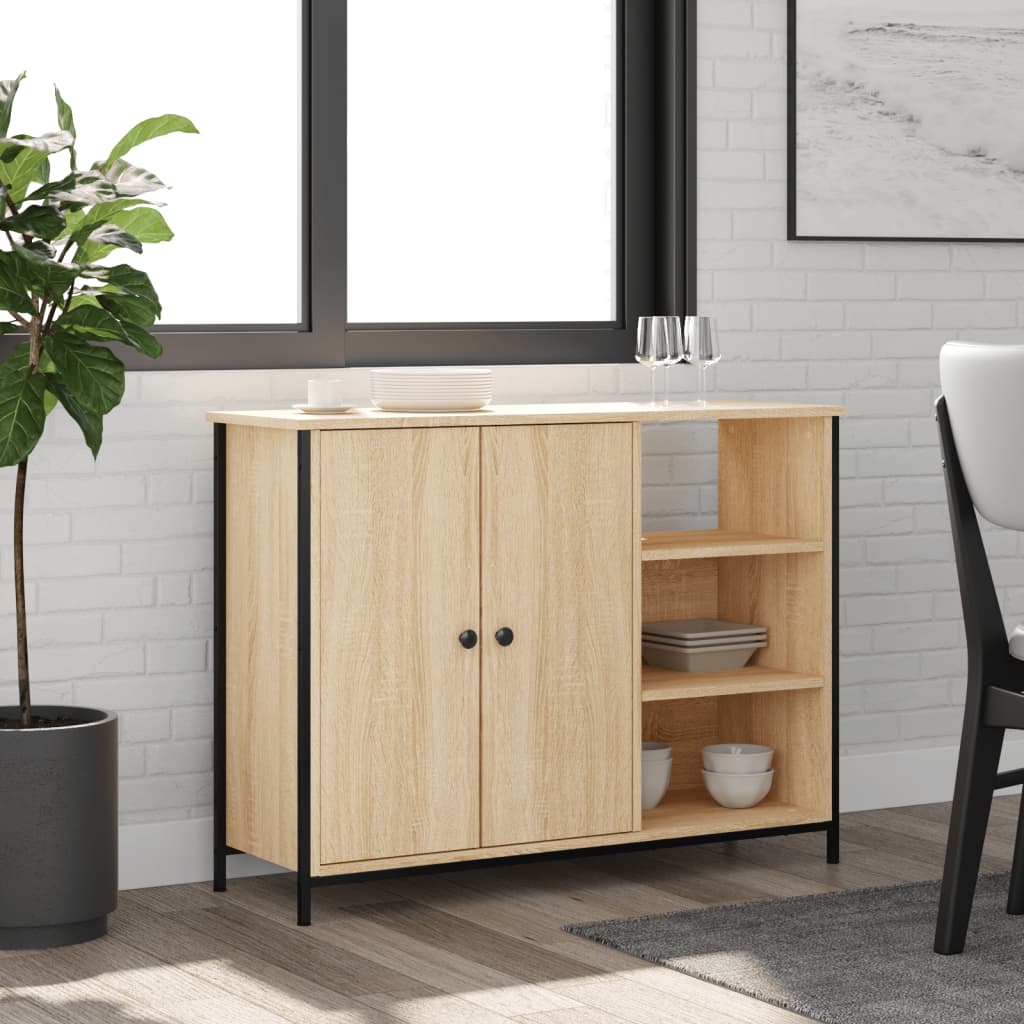Aparador Clásico HKH en derivados de Madera, Acero 100 X 33 X 75 Cm - Roble Sonoma