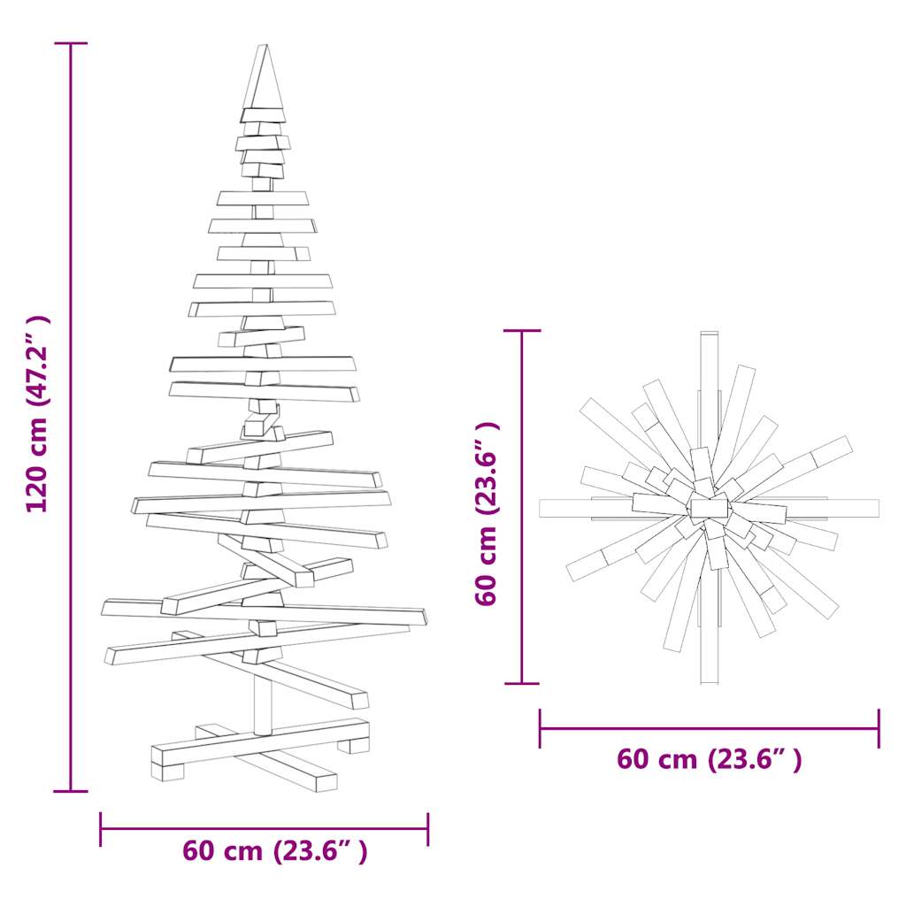 HKH Árvore de Natal Decorativa Madeira de Maciça em Pinho