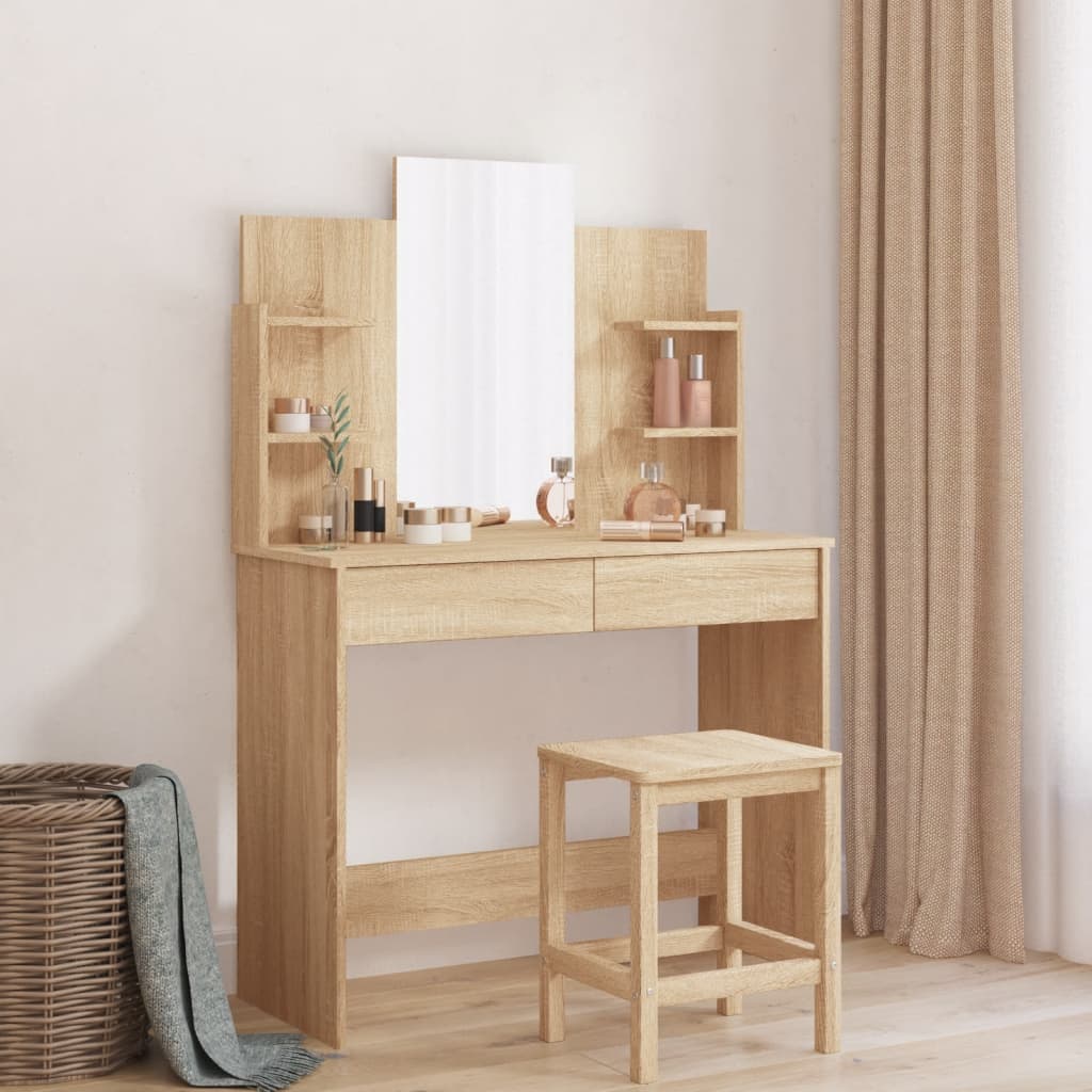 HKH Toucador com Espelho Cor em Carvalho Sonoma - 96x39x142 Cm