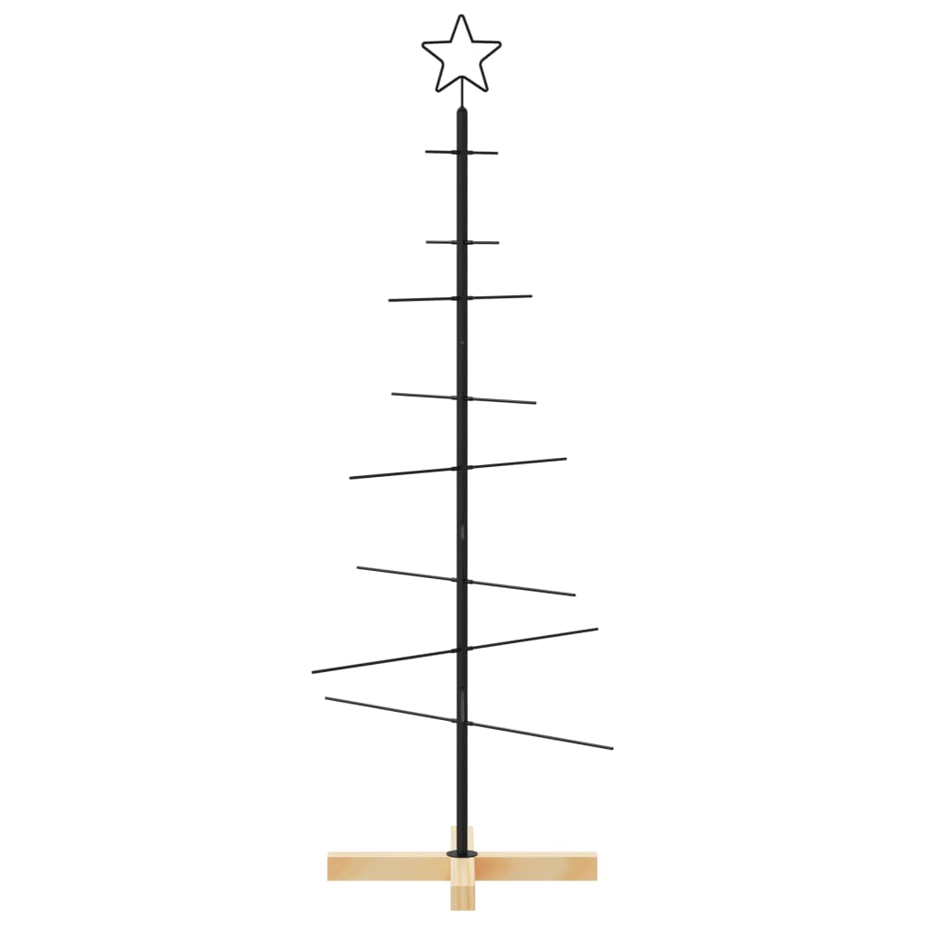 HKH Árbol de Navidad con Base de Madera en Metal Negro