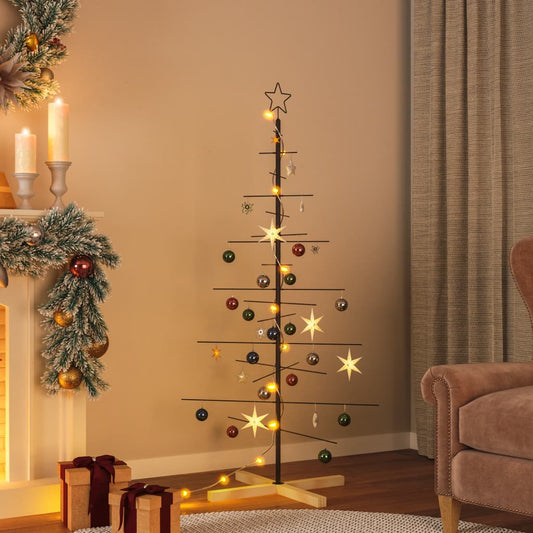 HKH Árvore de Natal de com Base em Madeira em Metal PReto