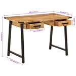 HKH Secretária com gavetas 105x55x70 cm mangueira maciça e ferro