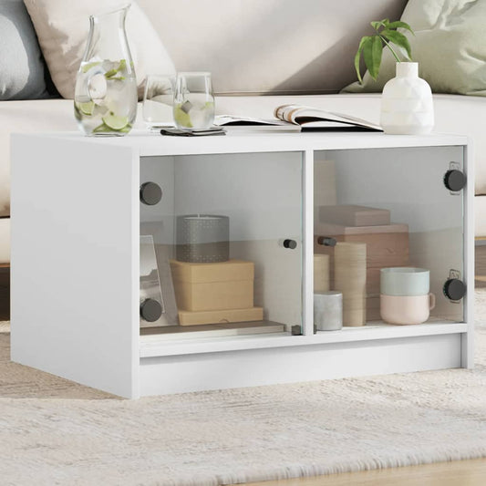 Mesa de centro HKH con puertas de cristal blancas