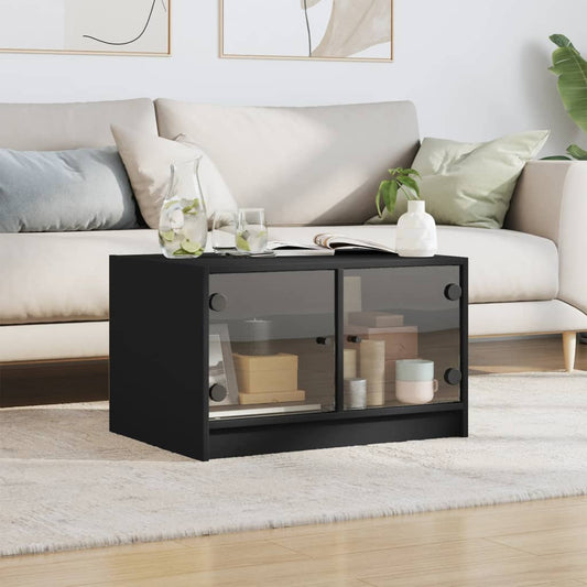 Mesa de centro HKH con puertas de cristal negras