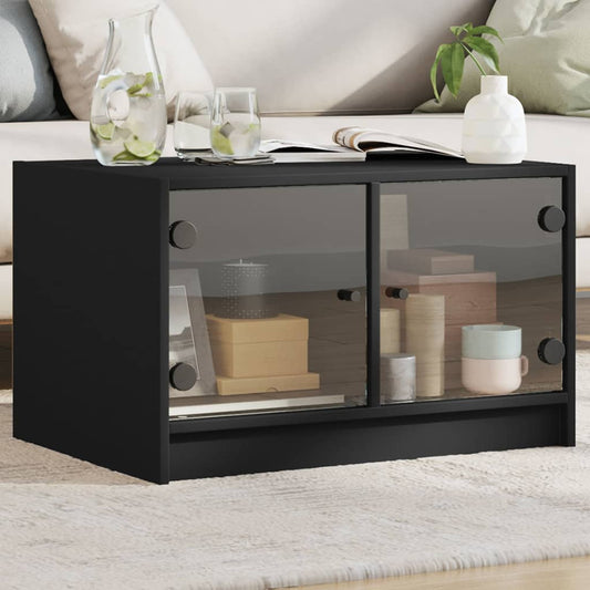 Mesa de centro HKH con puertas de cristal negras