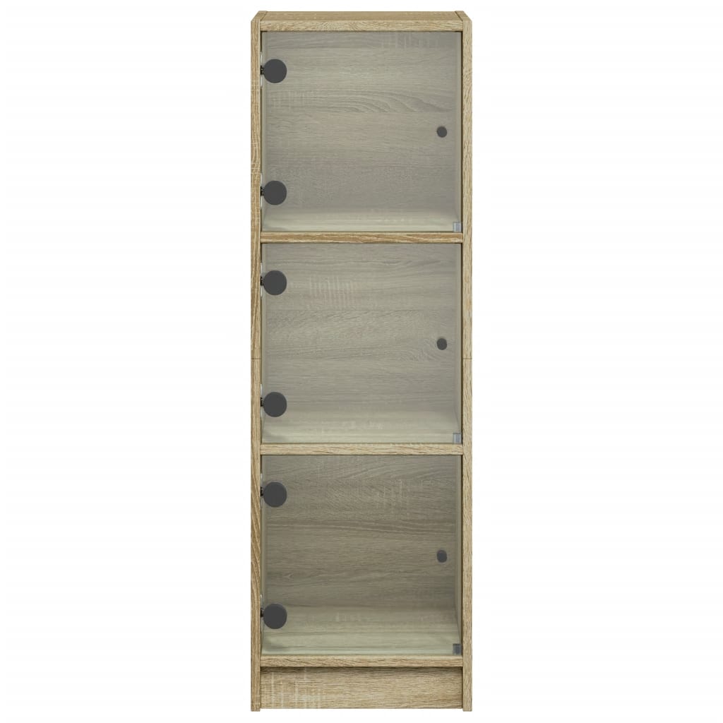 HKH Aparador Alto em derivados de Madeira, Vidro com 3 Prateleiras 35 X 37 X 109 Cm - Carvalho Sonoma