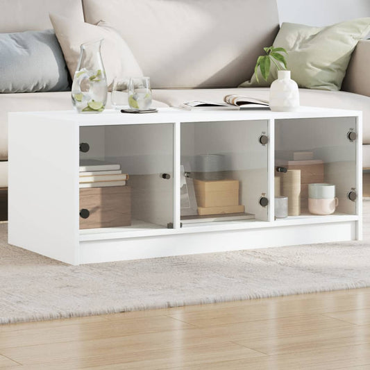 Mesa de centro HKH con puertas de cristal blancas