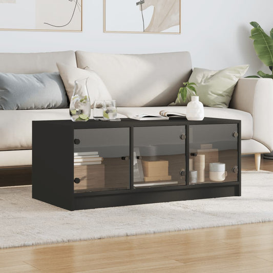 Mesa de centro HKH con puertas de cristal negras