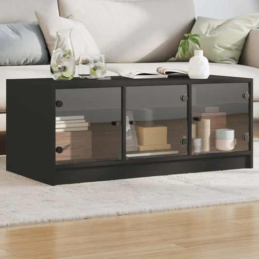 Mesa de centro HKH con puertas de cristal negras