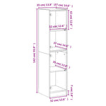 Aparador alto HKH de madera prensada y cristal con cuatro compartimentos de 35 x 37 x 142 cm - Blanco