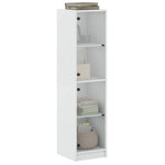Aparador alto HKH de madera prensada y cristal con cuatro compartimentos de 35 x 37 x 142 cm - Blanco
