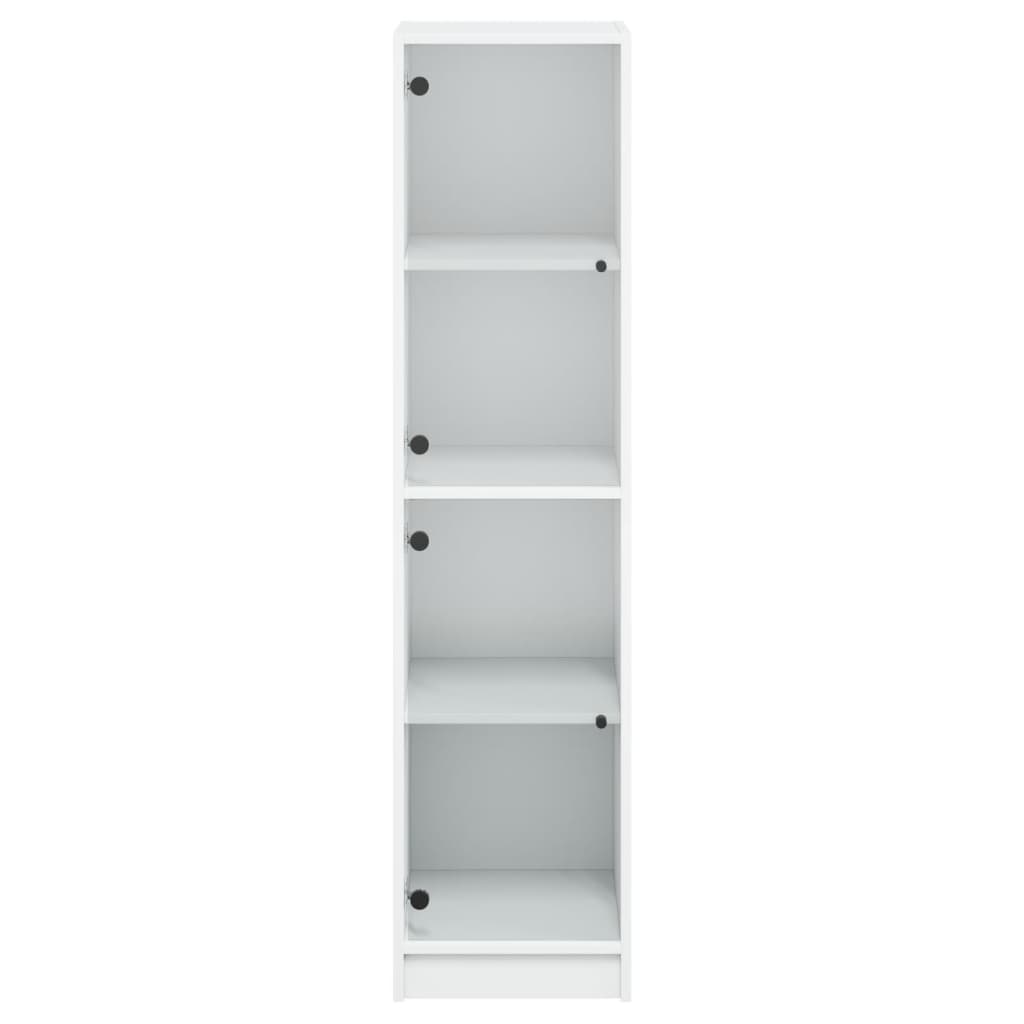 Aparador alto HKH de madera prensada y cristal con cuatro compartimentos de 35 x 37 x 142 cm - Blanco