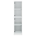 Aparador alto HKH de madera prensada y cristal con cuatro compartimentos de 35 x 37 x 142 cm - Blanco