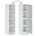 Aparador alto HKH de madera prensada y cristal con cuatro compartimentos de 35 x 37 x 142 cm - Blanco