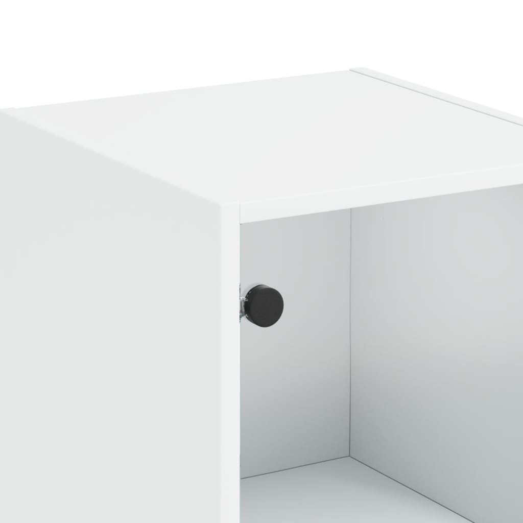 Aparador alto HKH de madera prensada y cristal con cuatro compartimentos de 35 x 37 x 142 cm - Blanco