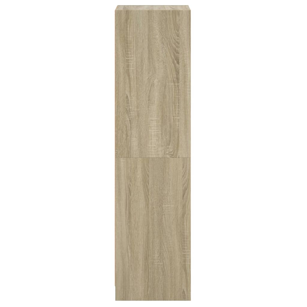 HKH Aparador Alto em derivados de Madeira, Vidro com Quatro compartimentos 35 X 37 X 142 Cm - Carvalho Sonoma