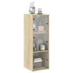 HKH Armario de pared con puertas de cristal en Roble Sonoma - 35x37x100 cm