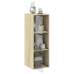 HKH Armario de pared con puertas de cristal en Roble Sonoma - 35x37x100 cm