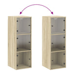 HKH Armario de pared con puertas de cristal en Roble Sonoma - 35x37x100 cm