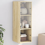 HKH Armario de pared con puertas de cristal en Roble Sonoma - 35x37x100 cm