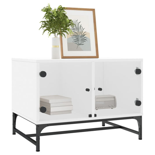 Mesa de centro HKH con puertas de cristal blancas