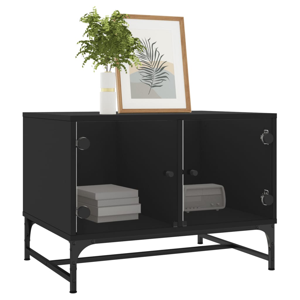 Mesa de centro HKH con puertas de cristal negras