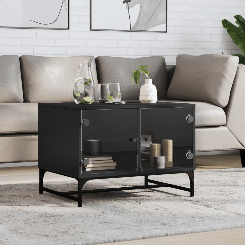 Mesa de centro HKH con puertas de cristal negras