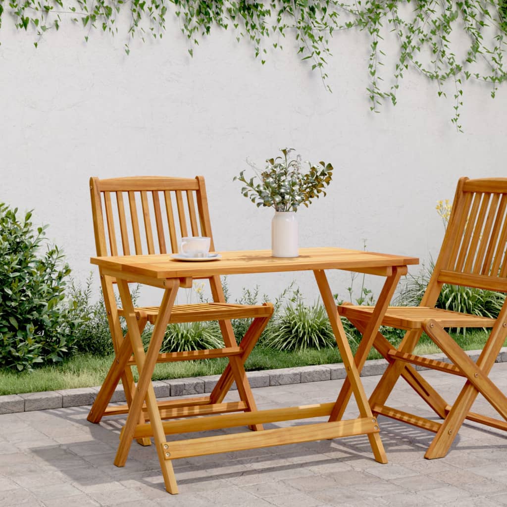 HKH Mesa de Jardín Plegable 90x52, Madera de Acacia Maciza - Marrón