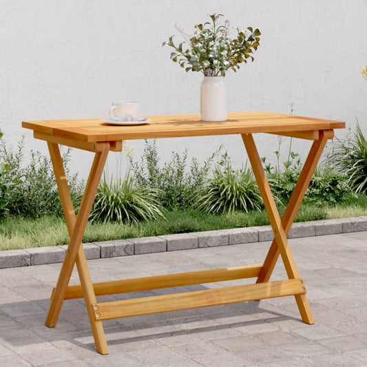 HKH Mesa de Jardim Dobrável 90x52, Madeira de Acácia Maciça - Marrom