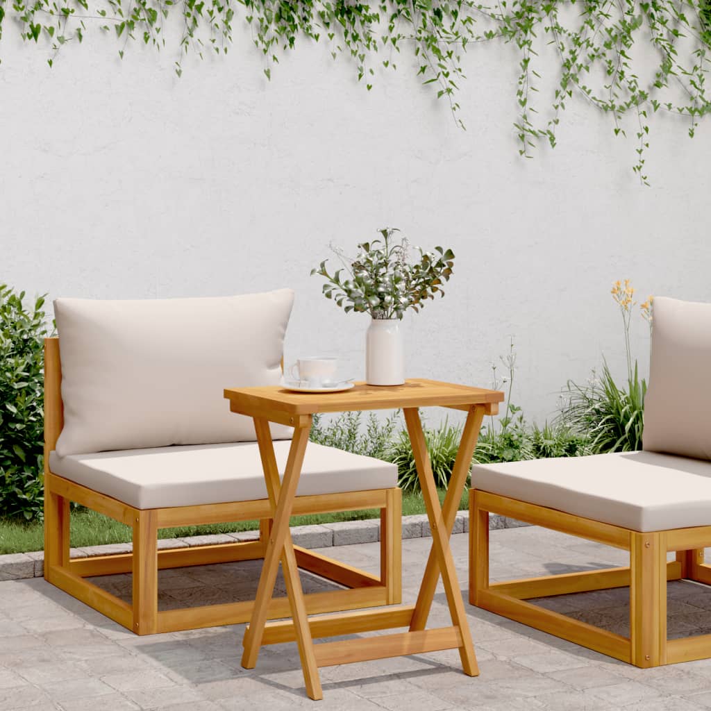 HKH Mesa de Jardim Dobrável 50x36x60 Cm Madeira de Acácia Maciça - Marrom