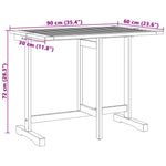 HKH Mesa de Varanda Dobrável 90x60x72 Cm Madeira de Acácia Maciça - Marrom