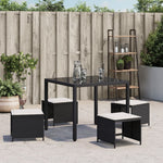 HKH Bancos de Jardim com Almofadões 4 Pcs 41x41x36 Cm Vime Pe - Preto
