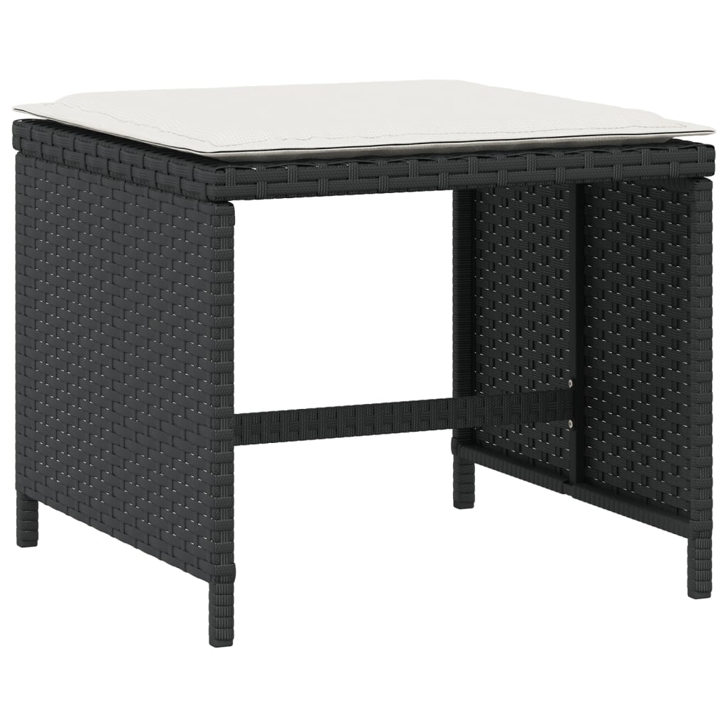 HKH Bancos de Jardim com Almofadões 4 Pcs 41x41x36 Cm Vime Pe - Preto