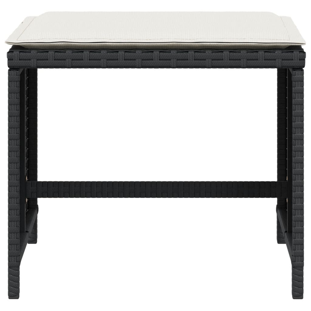 HKH Bancos de Jardim com Almofadões 4 Pcs 41x41x36 Cm Vime Pe - Preto