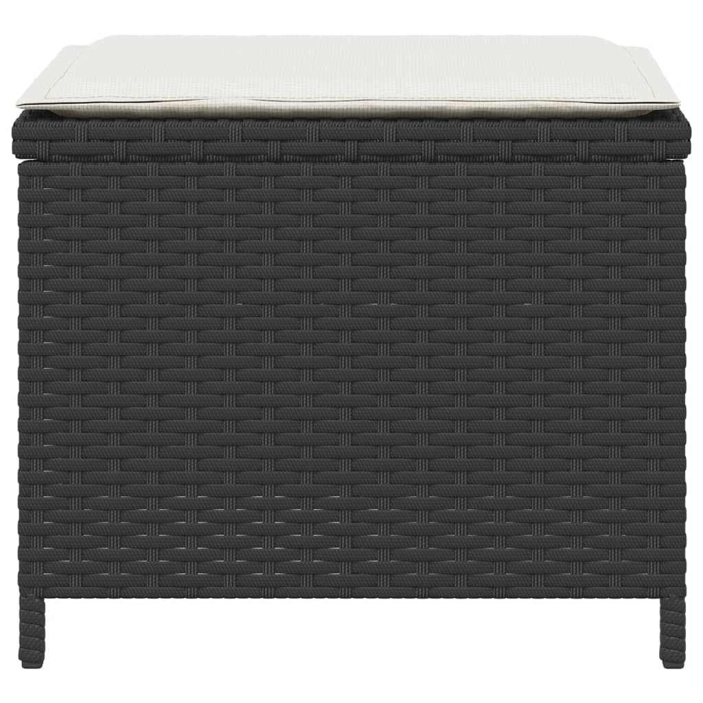 HKH Bancos de Jardim com Almofadões 4 Pcs 41x41x36 Cm Vime Pe - Preto