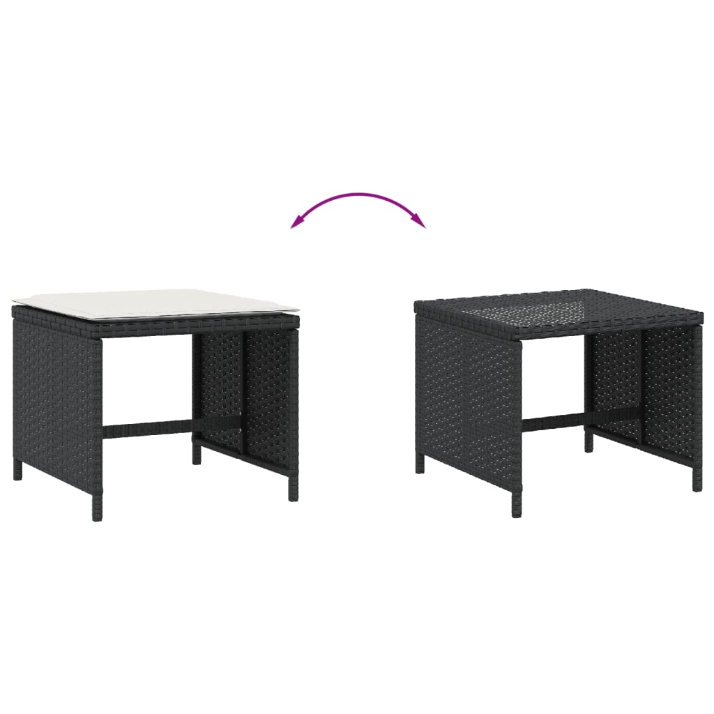 HKH Bancos de Jardim com Almofadões 4 Pcs 41x41x36 Cm Vime Pe - Preto