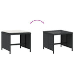 HKH Bancos de Jardim com Almofadões 4 Pcs 41x41x36 Cm Vime Pe - Preto