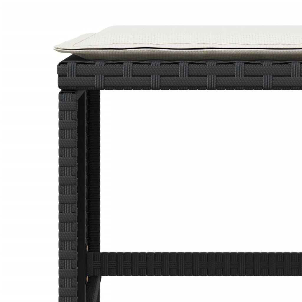 HKH Bancos de Jardim com Almofadões 4 Pcs 41x41x36 Cm Vime Pe - Preto