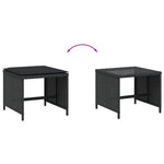 HKH Bancos de Jardín con Cojines 4 Piezas 41x41x36 Cm Ratán PE - Negro