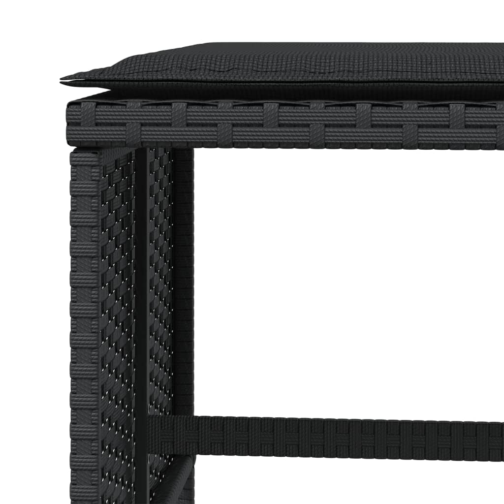 HKH Bancos de Jardín con Cojines 4 Piezas 41x41x36 Cm Ratán PE - Negro