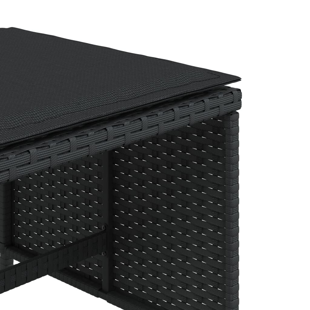 HKH Bancos de Jardín con Cojines 4 Piezas 41x41x36 Cm Ratán PE - Negro