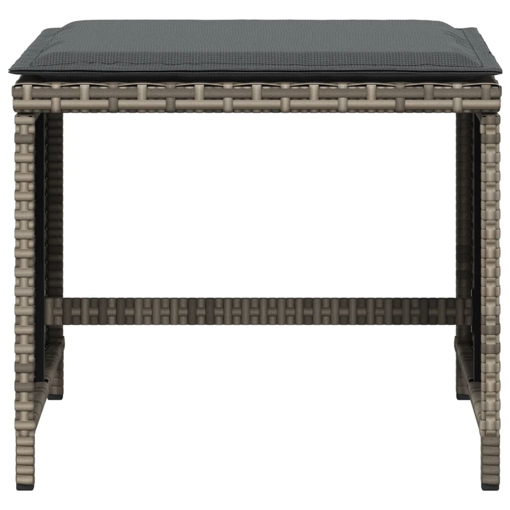 Bancos de jardín HKH con cojines 4 Piezas 41x41x36 Cm Ratán PE - Gris