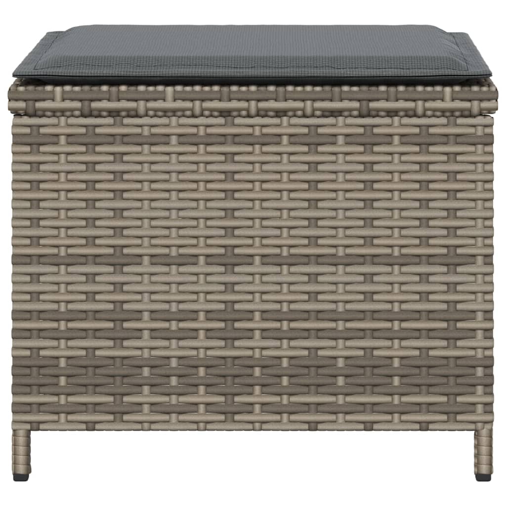 Bancos de jardín HKH con cojines 4 Piezas 41x41x36 Cm Ratán PE - Gris