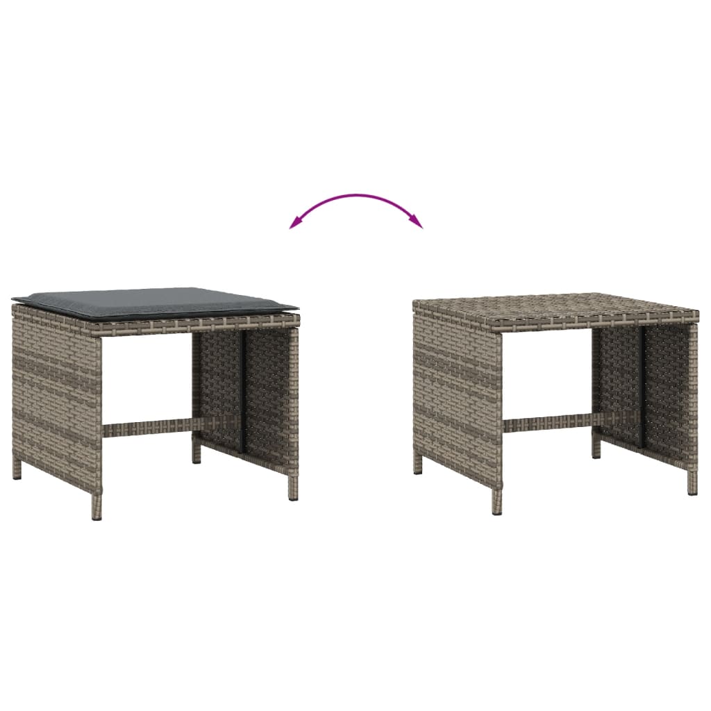 Bancos de jardín HKH con cojines 4 Piezas 41x41x36 Cm Ratán PE - Gris