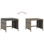 Bancos de jardín HKH con cojines 4 Piezas 41x41x36 Cm Ratán PE - Gris